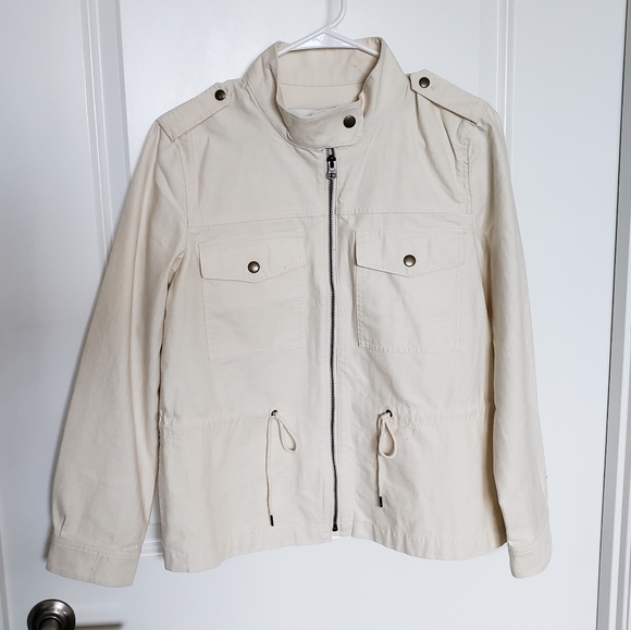 NWT J.Crew Factory Beige Cotton Field Jacket - Picture 3 of 10